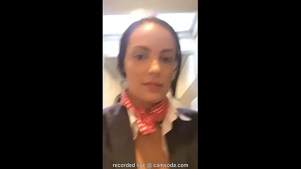 Fresh Flight attendant uses in-flight wifi to cam on camsoda total Videos